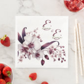 Serviette En Papier Orchidées délicates blanches et magenta personnali (En situation)