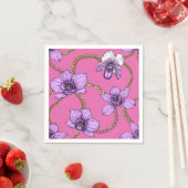 Serviette En Papier Orchidées et chaînes, violet et rose (En situation)