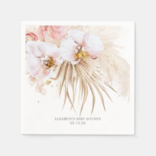 Serviette En Papier Orchidées et Pampas Grass Elegant Boho