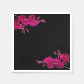 Serviette En Papier Orchidées Fuchsia sur Mariage noir (Devant)