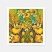 Serviette En Papier Orchidées Jaunes Magique Or Étoiles Vert (Devant)