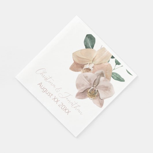 Serviette En Papier Orchidées romantiques aquarelles (Coin)