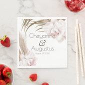 Serviette En Papier Orchidées romantiques et herbe de Pampas (En situation)