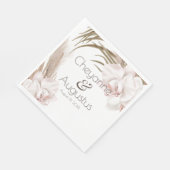 Serviette En Papier Orchidées romantiques et herbe de Pampas (Coin)