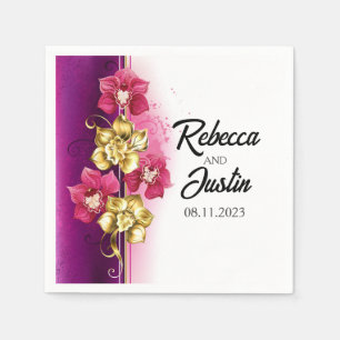 Serviette En Papier Orchidées rose or Floral Boho moderne