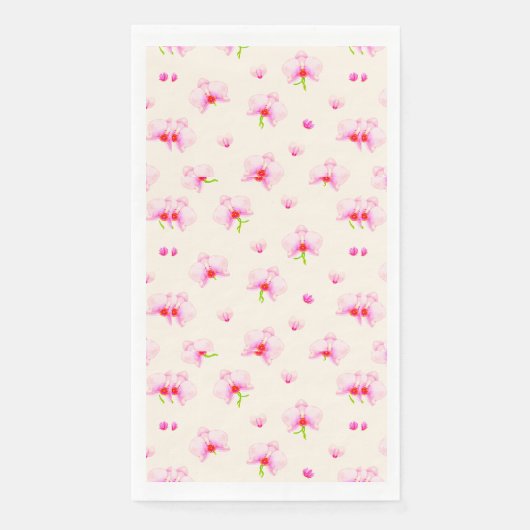 Serviette En Papier Orchidées rose pastel (Devant)