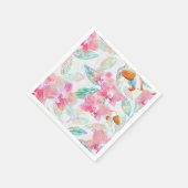 Serviette En Papier Orchidées roses. (Coin)