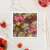 Serviette En Papier Orchidées rouges. (En situation)