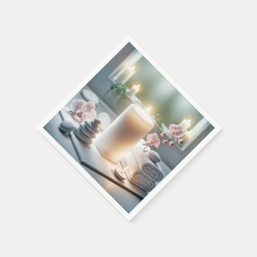 Serviette En Papier Orchidées spas et bougies (Coin)