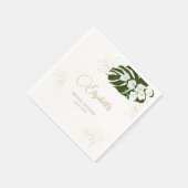 Serviette En Papier Orchidées Tropical Green Gold Fête des mariées élé (Coin)