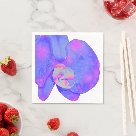 Serviette En Papier Orchidées violettes (En situation)