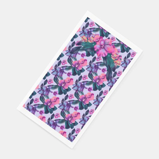 Serviette En Papier Orchidées Violettes (Coin)