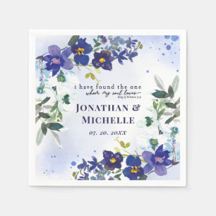 Serviette En Papier Orchidées violettes et blanches Mariage d'aquarell