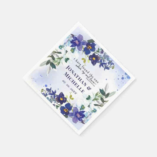Serviette En Papier Orchidées violettes et blanches Mariage d'aquarell (Coin)