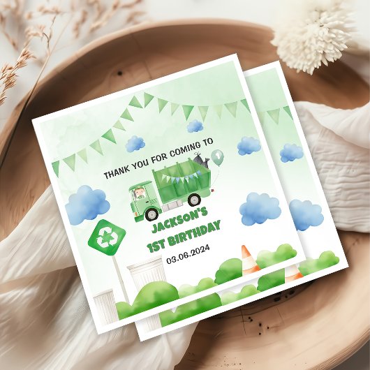 Serviette En Papier Ordures Camion 1ère fête d'anniversaire