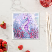 Serviette En Papier Oreiller de jet côtier Cheval Marin Violet (En situation)