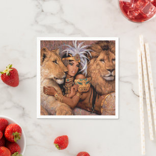Serviette En Papier Oreiller de la princesse égyptienne déesse Lion