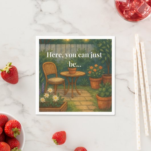 Serviette En Papier Oreiller Jardin Cosy - 'Ici, Vous Pouvez Être' (En situation)