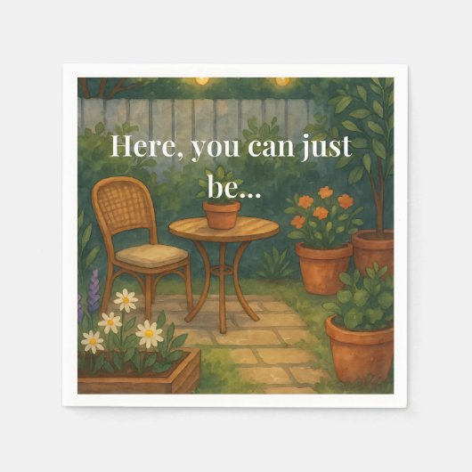 Serviette En Papier Oreiller Jardin Cosy - 'Ici, Vous Pouvez Être' (Devant)