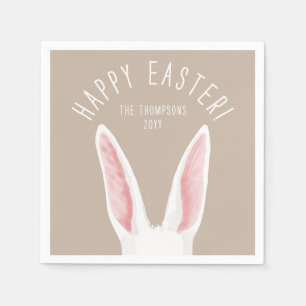 Serviette En Papier Oreilles de lapin fantaisistes sur fond beige Joye