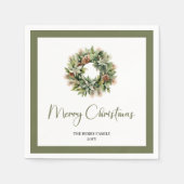 Serviette En Papier Organic Earth Tone Christmas Wreath Custom Napkins (Devant)