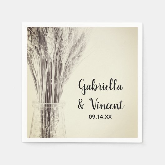 Serviette En Papier Orge séché dans la bouteille Mariage de ferme (Devant)