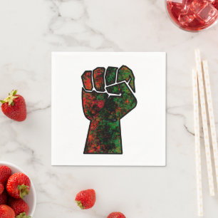 Serviette En Papier orgueil noir poing vert rouge pan drapeau africain