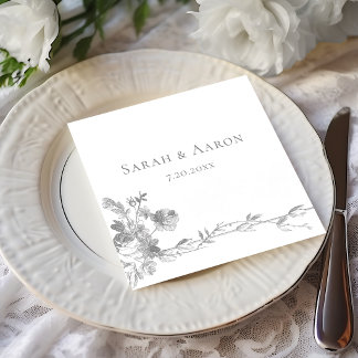 Serviette En Papier Ornate Classic French Rose Border Wedding