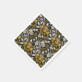 Serviette En Papier Ornate floral pattern with large gold flowers  (Coin)