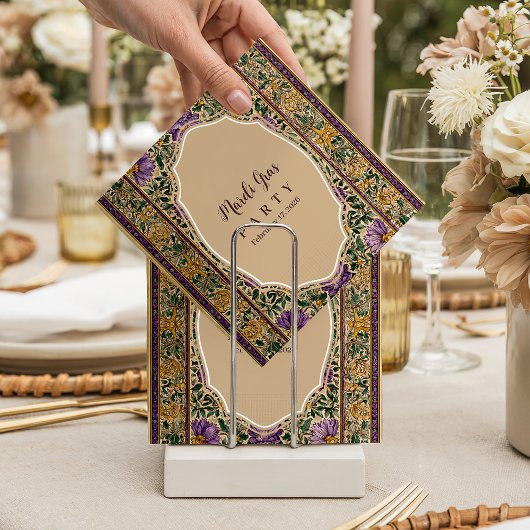 Serviette En Papier Ornate Framed Mardi Gras Masquerade