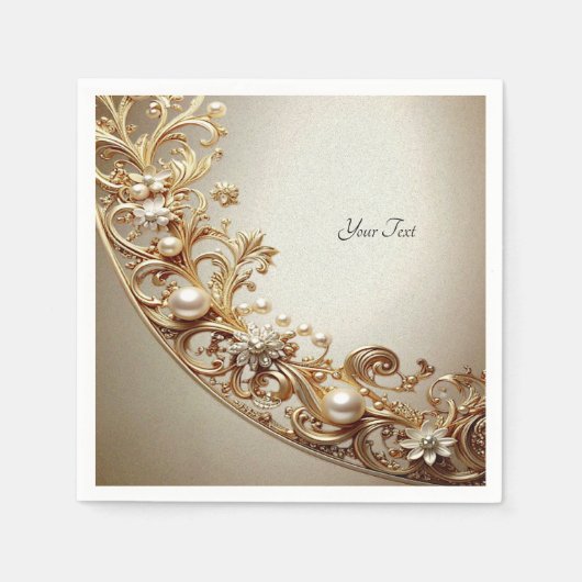 Serviette En Papier Ornate Gold Flourish (Devant)