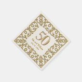Serviette En Papier Ornate Gold Frame 50e Anniversaire (Coin)