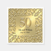 Serviette En Papier Ornate Gold Frame 50e Anniversaire (Devant)
