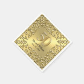 Serviette En Papier Ornate Gold Frame 50e Anniversaire (Coin)