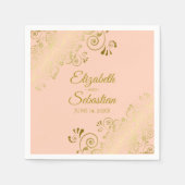 Serviette En Papier Ornate Gold Frills Elegant Coral Peach Mariage (Devant)