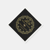 Serviette En Papier Ornate Gold sur Black 50e anniversaire Mariage (Coin)