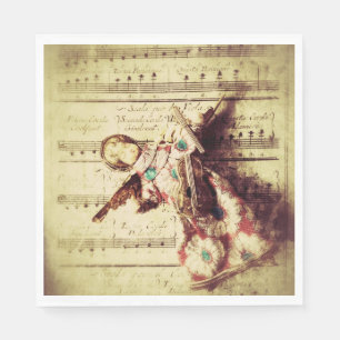 Serviette En Papier Ornement d'ange vintage sur musique