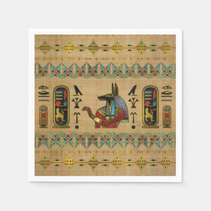 Serviette En Papier Ornement d'Anubis d'Egyptien sur le papyrus