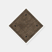 Serviette En Papier Ornement de clé grecque - Mander grec - Or sur noi (Coin)