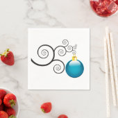 Serviette En Papier Ornement de Noël bleu élégant (En situation)