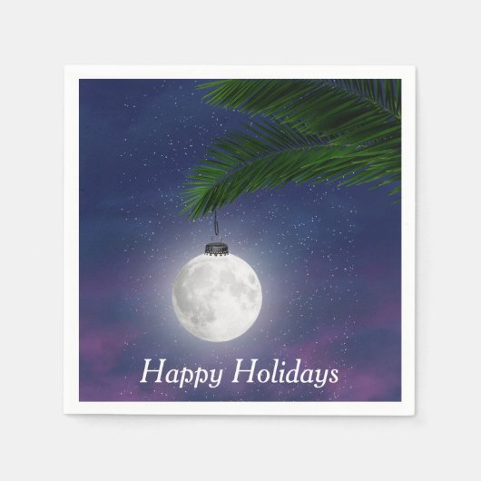 Serviette En Papier Ornement De Noël Lune Sur Palmier (Devant)