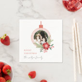 Serviette En Papier Ornement de Noël Vert Rouge Photo Poinsettia (En situation)