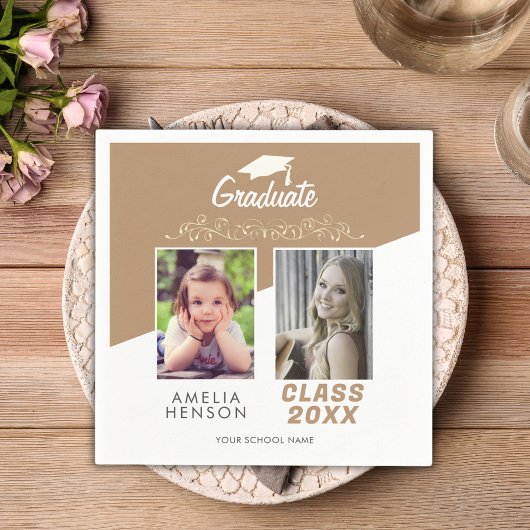 Serviette En Papier Ornement d'or moderne Elegant 2 Diplôme photo