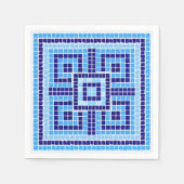 Serviette En Papier Ornement en mosaïque grecque - Tons de bleu (Devant)
