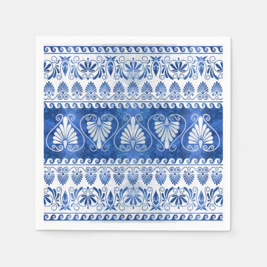 Serviette En Papier Ornement grec de luxe pierre bleue et perle (Devant)