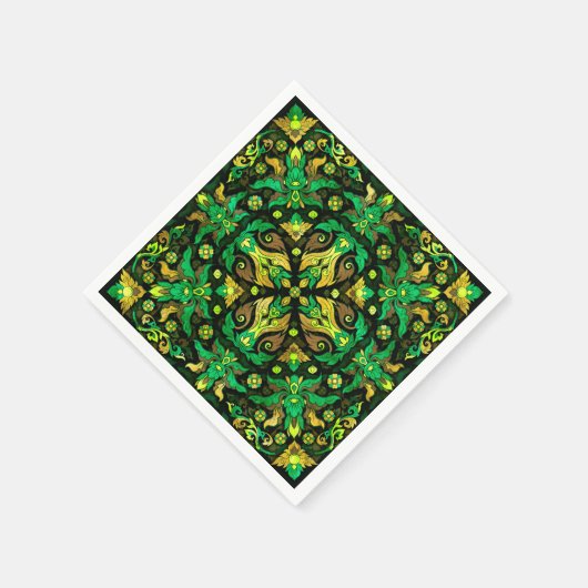 Serviette En Papier Ornement thaïlandais - Or et vert (Coin)