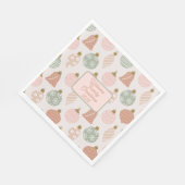 Serviette En Papier Ornements Boho rose Sage Personnalisé Noël (Coin)