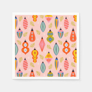 Serviette En Papier Ornements colorés rétro Motif de Noël