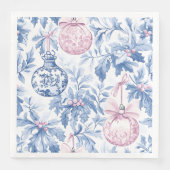 Serviette En Papier ornements de Noël bleu doux toile rose (Devant)