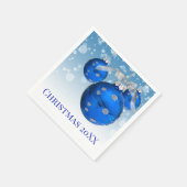 Serviette En Papier Ornements De Noël Bleus Avec Pneus De Neige (Coin)